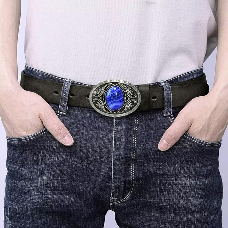 GURANSE Natural Gems Tiger Eyes Stone Belt Buckle With Acanthus Western Cowboy Style More Colors - Image 3